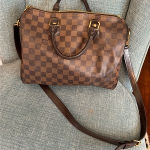 Authentic Louis Vuitton Speedy bandoliere 30 in damier ebene